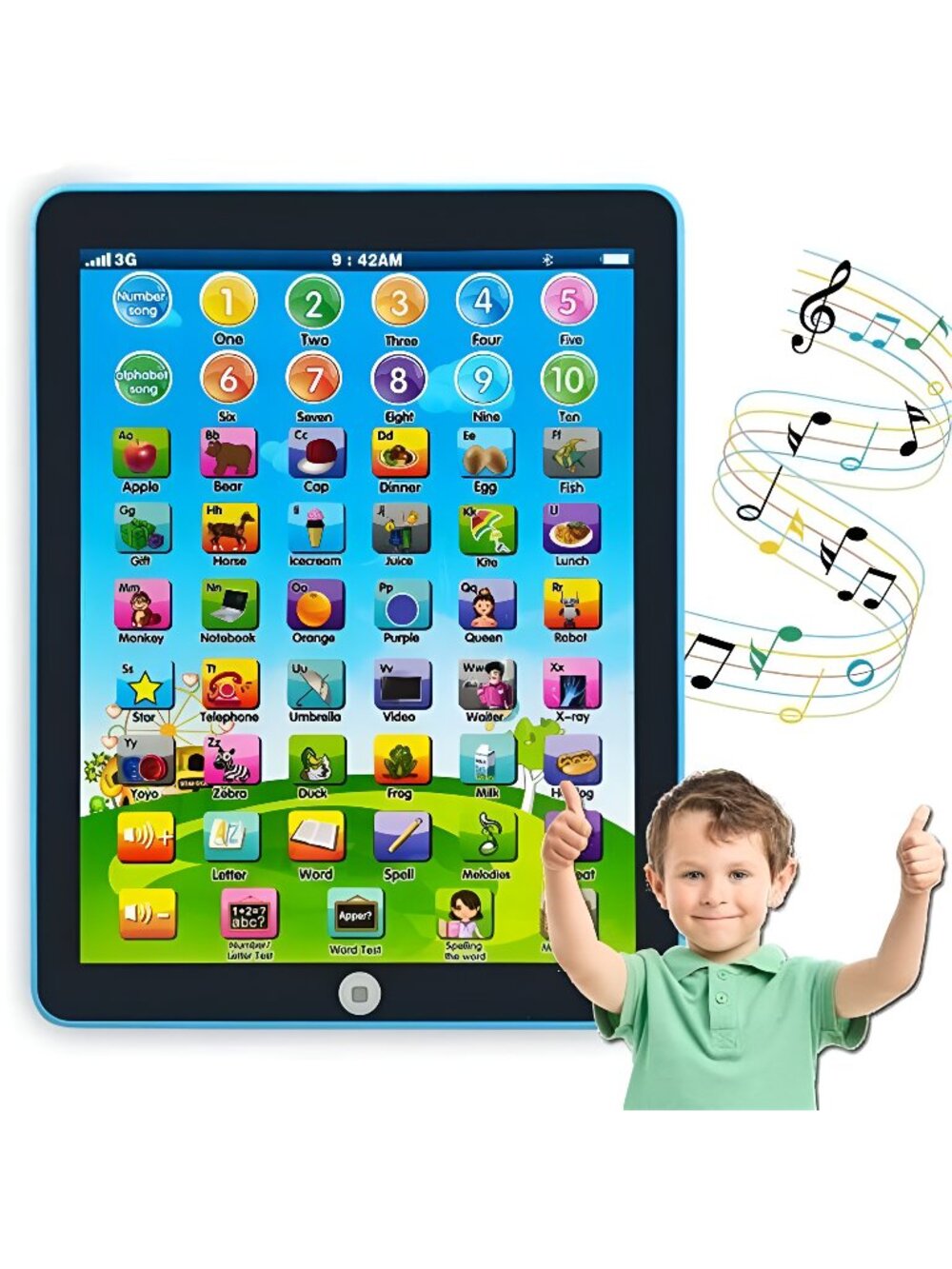 Kids Learning Pad/Tablet Interactive Toddler with Words Numbers Alphabets (Pink)